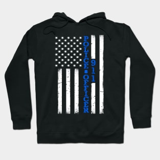 Thin Blue Line Police Officer Flag Hoodie